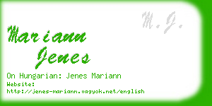 mariann jenes business card